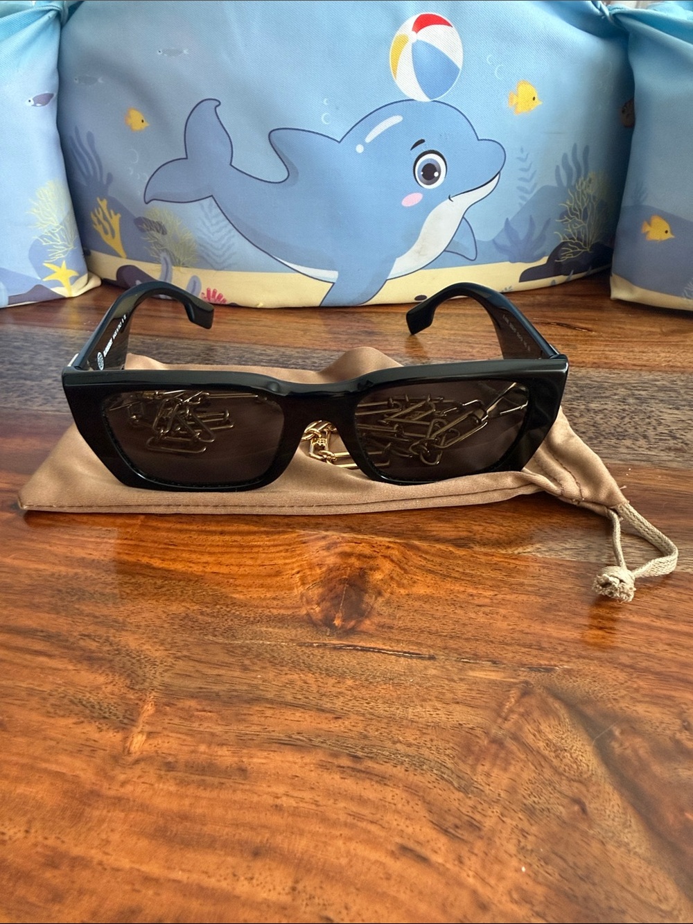Burberry Black Rectangular Sunglasses with Dark Lenses